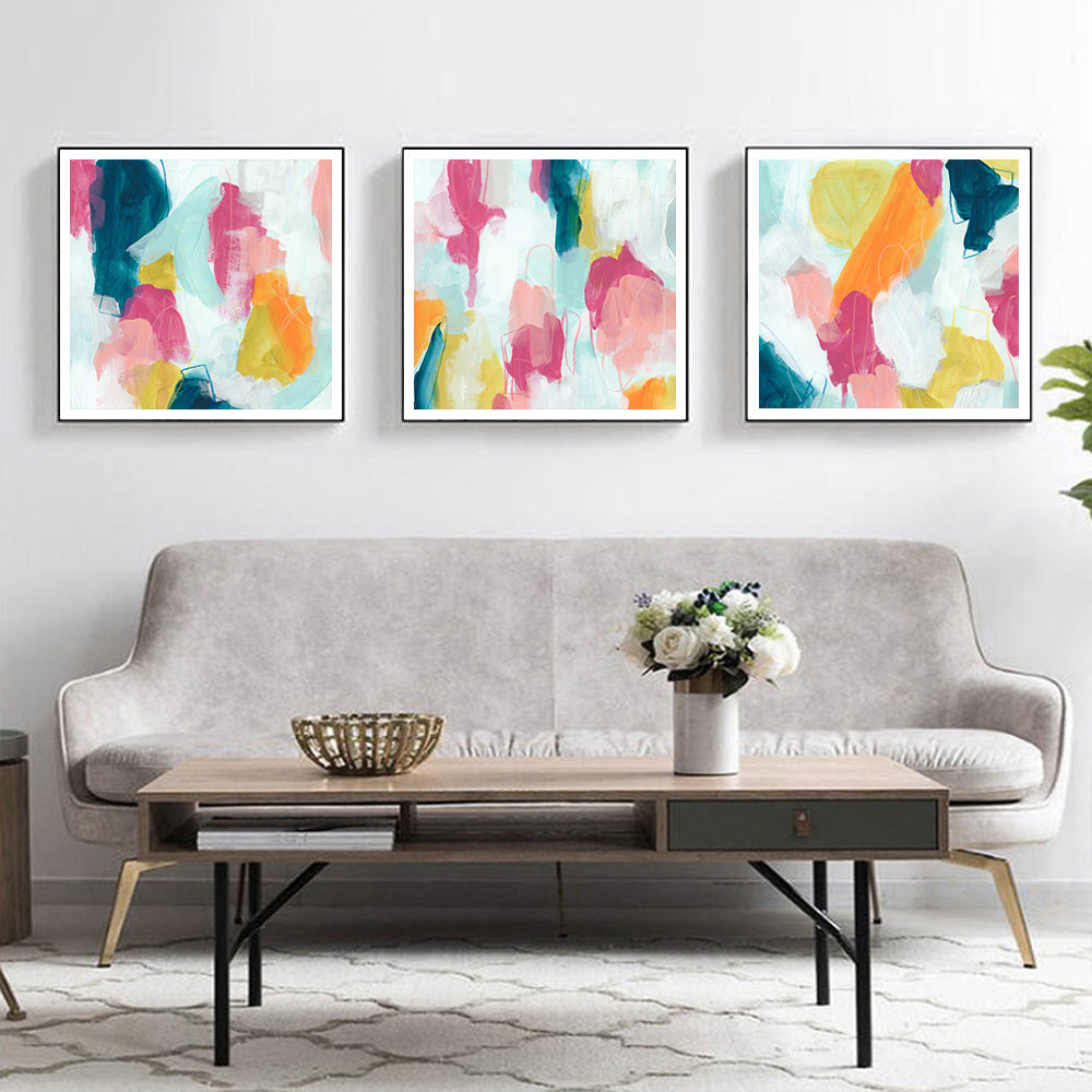 70cmx70cm Colourful 3 Sets Black Frame Canvas Wall Art-Home &amp; Garden &gt; Wall Art-PEROZ Accessories