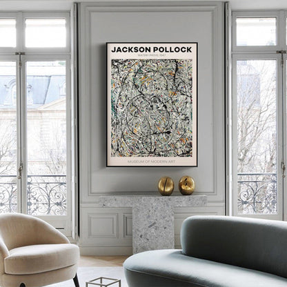 50cmx70cm Jackson Pollock Exhibition III Black Frame Canvas Wall Art-Home &amp; Garden &gt; Wall Art-PEROZ Accessories