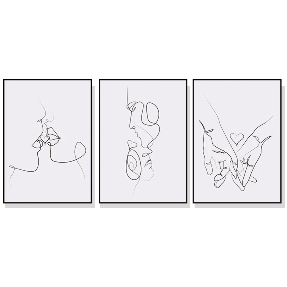 40cmx60cm Couples 3 Sets Black Frame Canvas Wall Art-Home &amp; Garden &gt; Wall Art-PEROZ Accessories