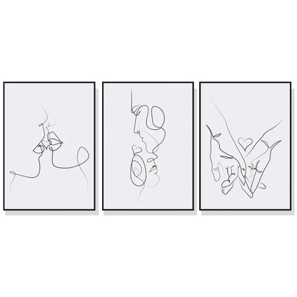 40cmx60cm Couples 3 Sets Black Frame Canvas Wall Art-Home &amp; Garden &gt; Wall Art-PEROZ Accessories