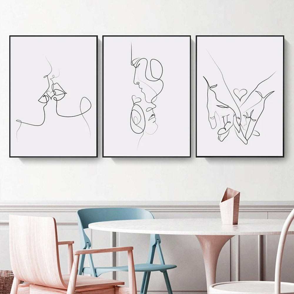 40cmx60cm Couples 3 Sets Black Frame Canvas Wall Art-Home &amp; Garden &gt; Wall Art-PEROZ Accessories