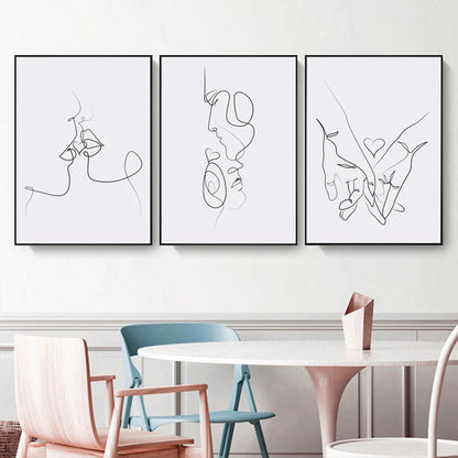 40cmx60cm Couples 3 Sets Black Frame Canvas Wall Art-Home &amp; Garden &gt; Wall Art-PEROZ Accessories