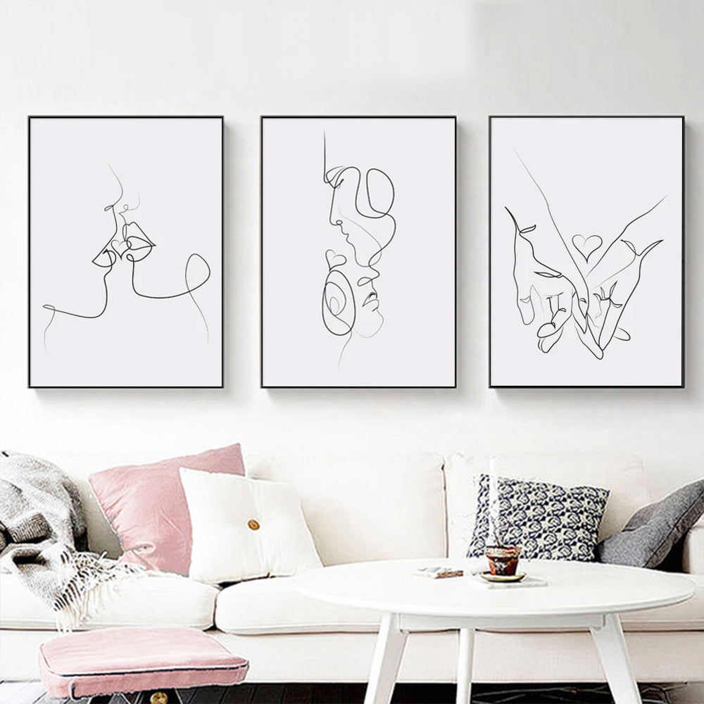 60cmx90cm Couples 3 Sets Black Frame Canvas Wall Art-Home &amp; Garden &gt; Wall Art-PEROZ Accessories