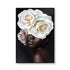 50cmx70cm Flower African Woman Black Frame Canvas Wall Art-Home & Garden > Wall Art-PEROZ Accessories