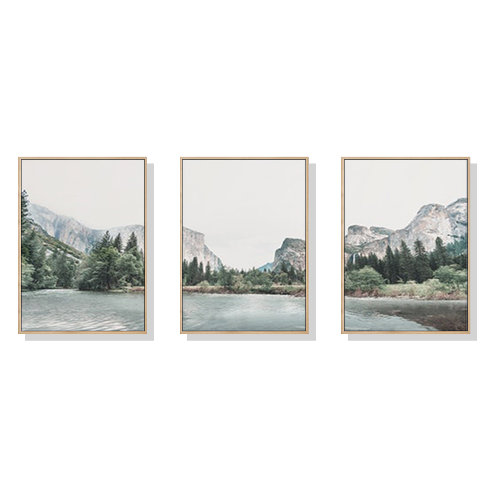 50cmx70cm Yosemite Valley National Park 3 Sets Wood Frame Canvas Wall Art-Home &amp; Garden &gt; Wall Art-PEROZ Accessories