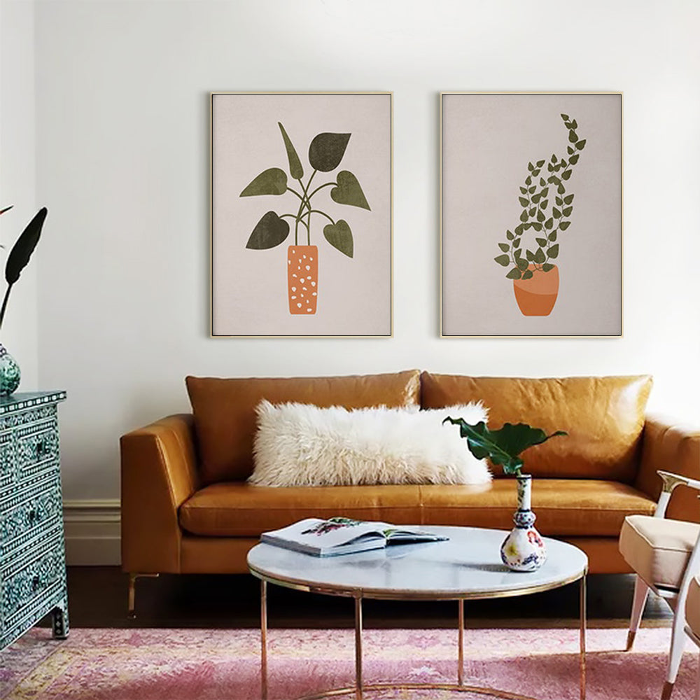 60cmx90cm Boho Botanical Art 2 Sets Gold Frame Canvas Wall Art-Home &amp; Garden &gt; Wall Art-PEROZ Accessories
