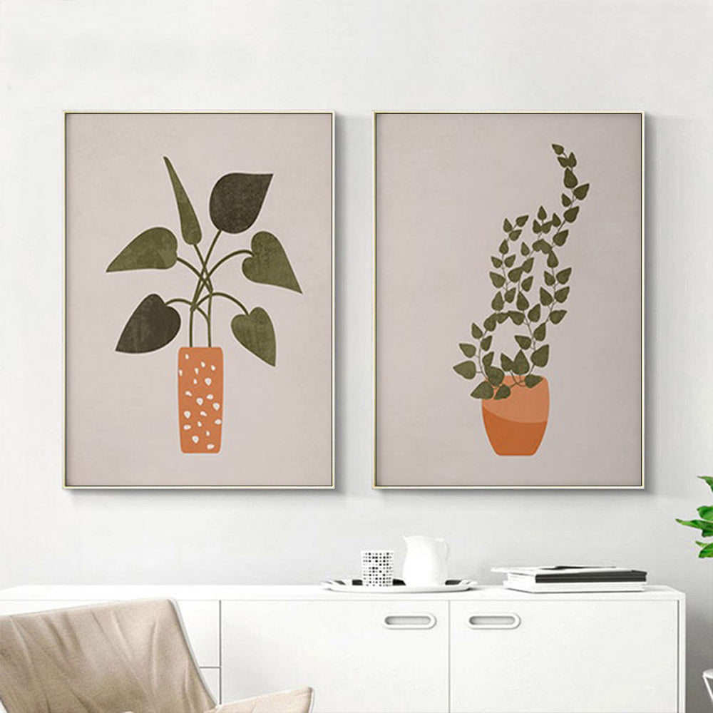 60cmx90cm Boho Botanical Art 2 Sets Gold Frame Canvas Wall Art-Home &amp; Garden &gt; Wall Art-PEROZ Accessories