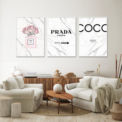 40cmx60cm Fashion Perfume 3 Sets White Frame Canvas Wall Art-Home &amp; Garden &gt; Wall Art-PEROZ Accessories