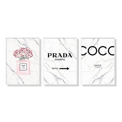 50cmx70cm Fashion Perfume 3 Sets White Frame Canvas Wall Art-Home &amp; Garden &gt; Wall Art-PEROZ Accessories