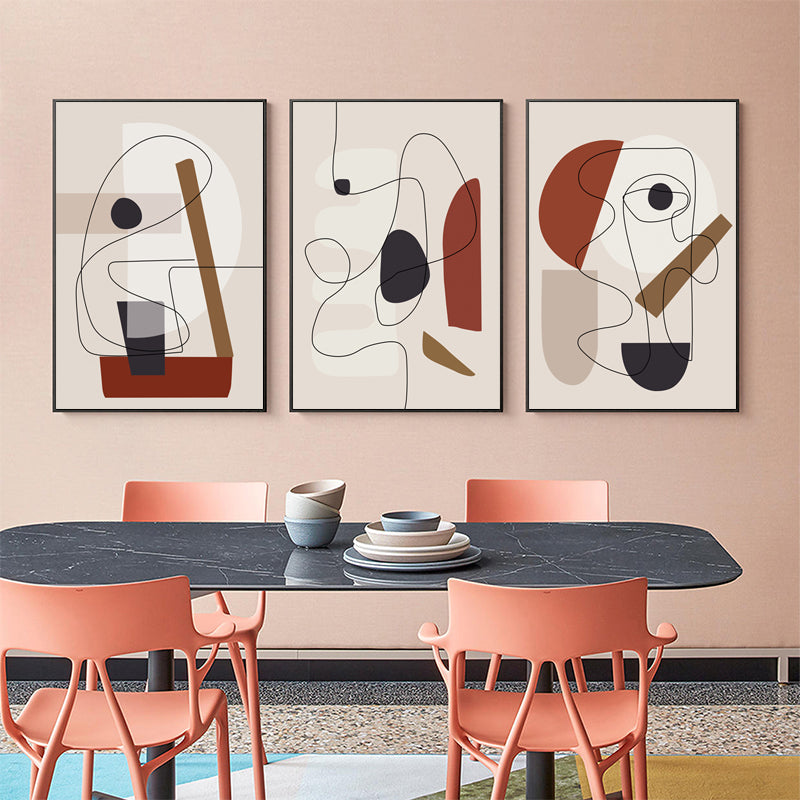 40cmx60cm Abstract Line Art By Picasso 3 Sets Black Frame Canvas Wall Art-Home &amp; Garden &gt; Wall Art-PEROZ Accessories