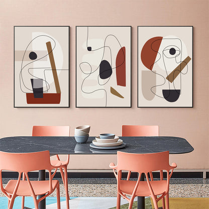 40cmx60cm Abstract Line Art By Picasso 3 Sets Black Frame Canvas Wall Art-Home &amp; Garden &gt; Wall Art-PEROZ Accessories