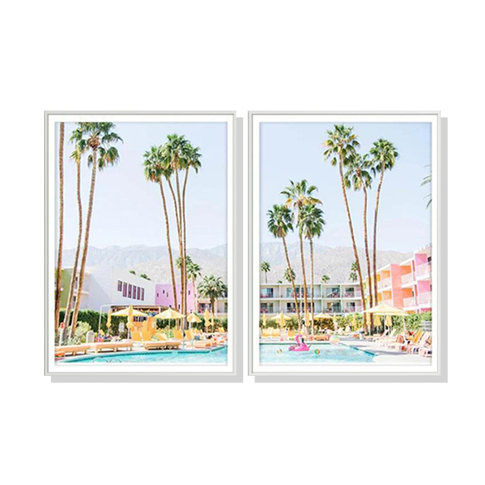 60cmx90cm Saguaro Hotel 2 Sets White Frame Canvas Wall Art-Home &amp; Garden &gt; Wall Art-PEROZ Accessories
