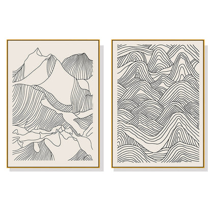 60cmx90cm Line Art Mountain 2 Sets Gold Frame Canvas Wall Art-Home &amp; Garden &gt; Wall Art-PEROZ Accessories