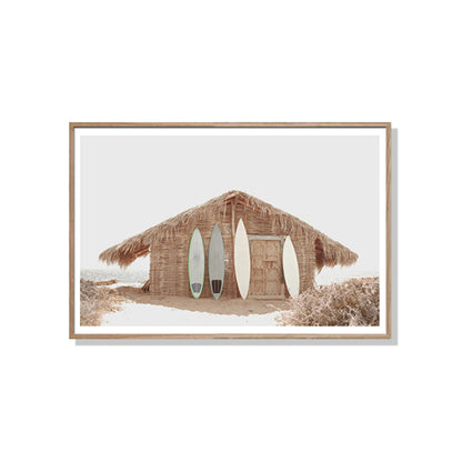 50cmx70cm Surf Cabin Wood Frame Canvas Wall Art-Home &amp; Garden &gt; Wall Art-PEROZ Accessories