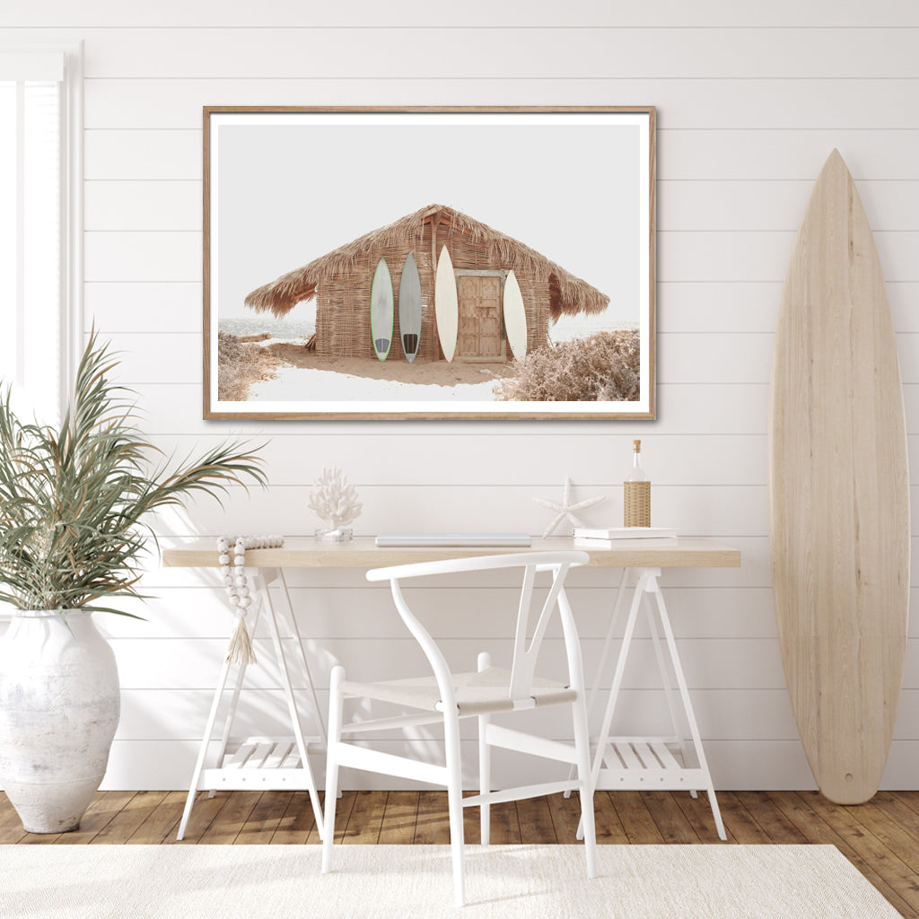 60cmx90cm Surf Cabin Wood Frame Canvas Wall Art-Home &amp; Garden &gt; Wall Art-PEROZ Accessories