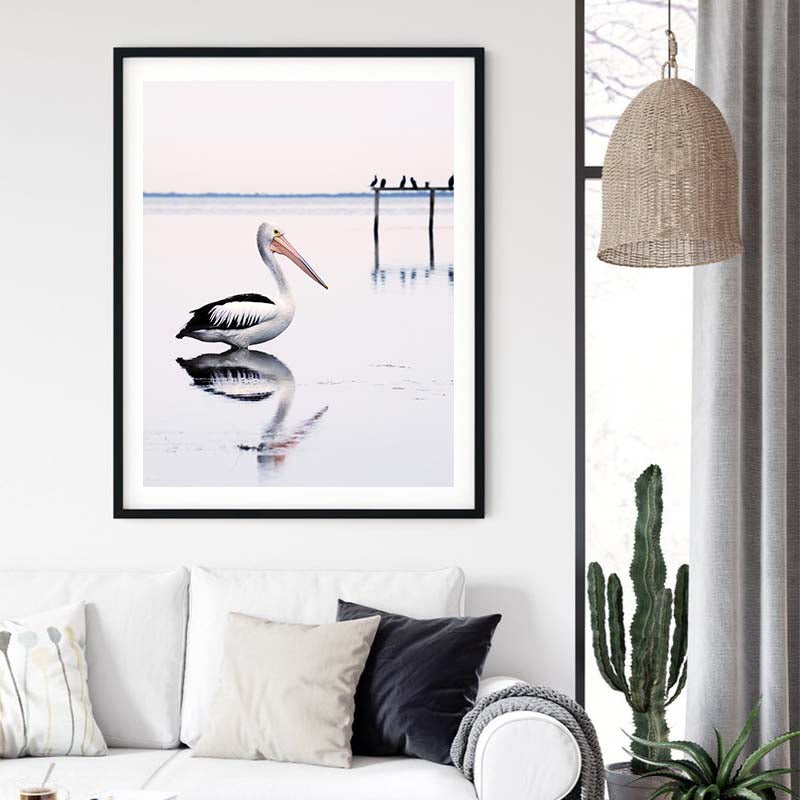 60cmx90cm Pelican Black Frame Canvas Wall Art-Home &amp; Garden &gt; Wall Art-PEROZ Accessories