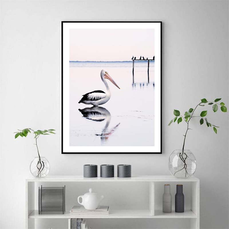 70cmx100cm Pelican Black Frame Canvas Wall Art-Home &amp; Garden &gt; Wall Art-PEROZ Accessories