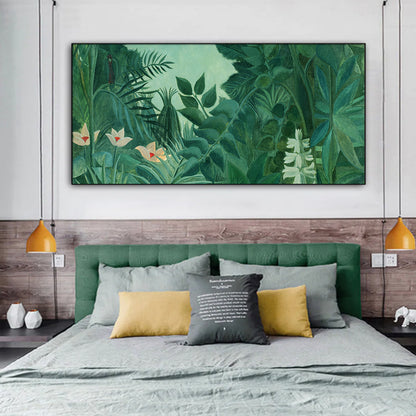 40cmx80cm The Equatorial Jungle Green Forest By Henri Rousseau Black Frame Canvas Wall Art-Home &amp; Garden &gt; Wall Art-PEROZ Accessories