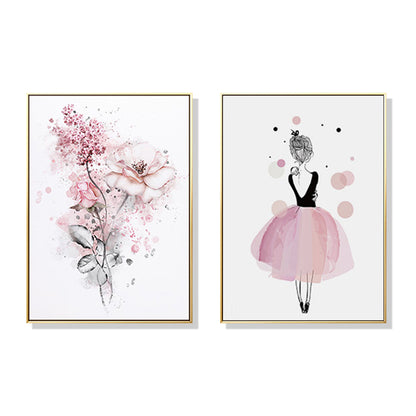 70cmx100cm Dancing Ballerina in Paris 2 Sets Gold Frame Canvas Wall Art-Home &amp; Garden &gt; Wall Art-PEROZ Accessories