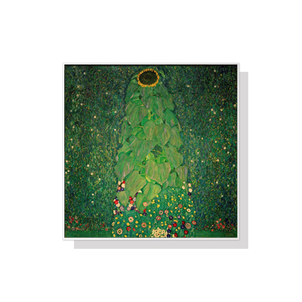 50cmx50cm Sunflower by Gustav Klimt White Frame Canvas Wall Art-Home &amp; Garden &gt; Wall Art-PEROZ Accessories