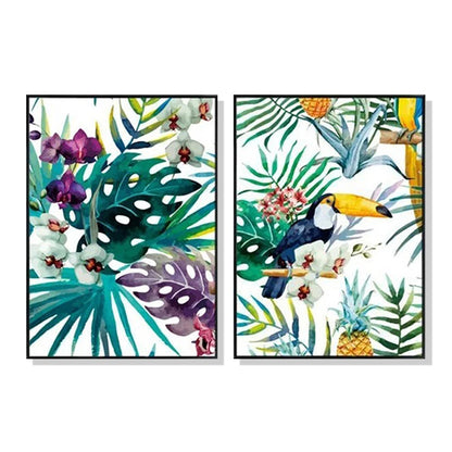 50cmx70cm Toucan and orchid 2 Sets Black Frame Canvas Wall Art-Home &amp; Garden &gt; Wall Art-PEROZ Accessories