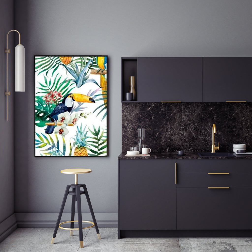 60cmx90cm Toucan plants Black Frame Canvas Wall Art-Home &amp; Garden &gt; Wall Art-PEROZ Accessories