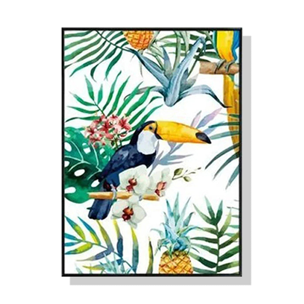 80cmx120cm Toucan plants Black Frame Canvas Wall Art-Home &amp; Garden &gt; Wall Art-PEROZ Accessories