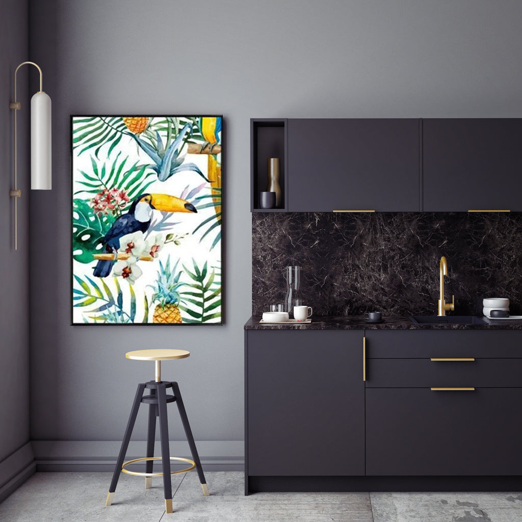 80cmx120cm Toucan plants Black Frame Canvas Wall Art-Home &amp; Garden &gt; Wall Art-PEROZ Accessories