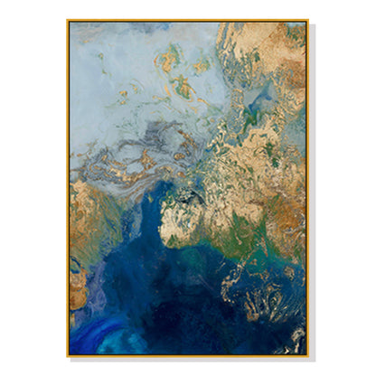 70cmx100cm Marbled Blue Gold Artwork Gold Frame Canvas Wall Art-Home &amp; Garden &gt; Wall Art-PEROZ Accessories