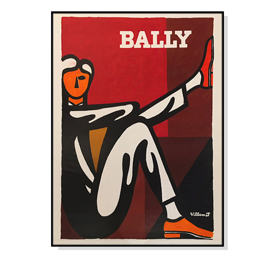 60cmx90cm Bally Man by Villemot Black Frame Canvas Wall Art-Home &amp; Garden &gt; Wall Art-PEROZ Accessories