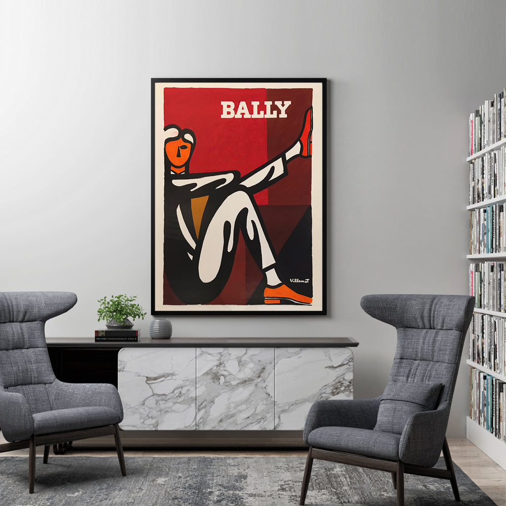 70cmx100cm Bally Man by Villemot Black Frame Canvas Wall Art-Home &amp; Garden &gt; Wall Art-PEROZ Accessories