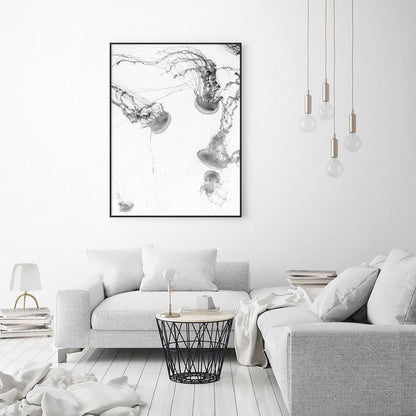 70cmx100cm Jellyfish Black Frame Canvas Wall Art-Home &amp; Garden &gt; Wall Art-PEROZ Accessories