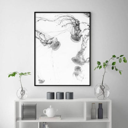 70cmx100cm Jellyfish Black Frame Canvas Wall Art-Home &amp; Garden &gt; Wall Art-PEROZ Accessories