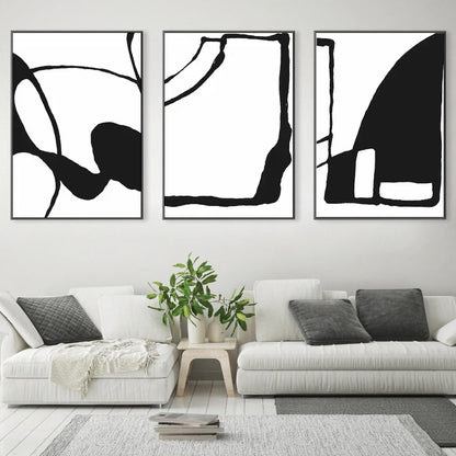 60cmx90cm Black and White 3 Sets Black Frame Canvas Wall Art-Home &amp; Garden &gt; Wall Art-PEROZ Accessories
