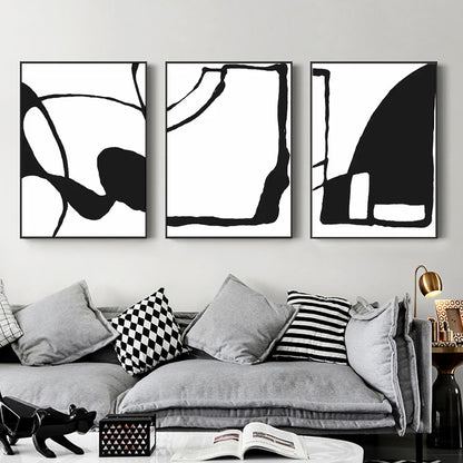 60cmx90cm Black and White 3 Sets Black Frame Canvas Wall Art-Home &amp; Garden &gt; Wall Art-PEROZ Accessories