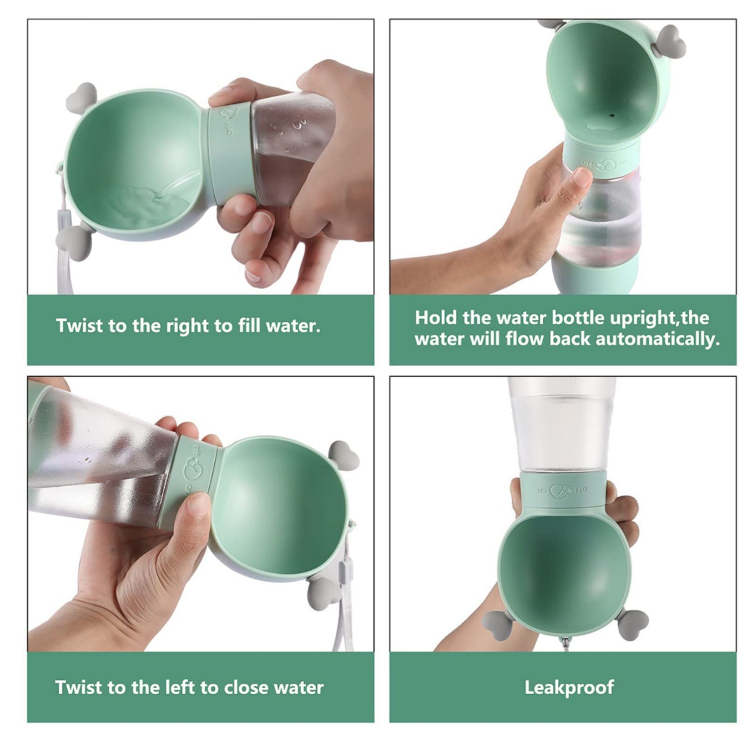 Portable Dog Water Bottle with Food Container Leak Proof Dog Water Dispenser(Green)-Dog Water Bottles-PEROZ Accessories