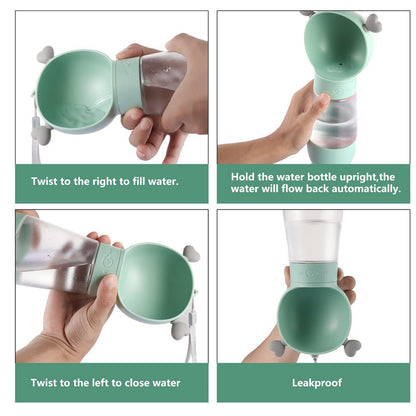 Portable Dog Water Bottle with Food Container Leak Proof Dog Water Dispenser(Green)-Dog Water Bottles-PEROZ Accessories