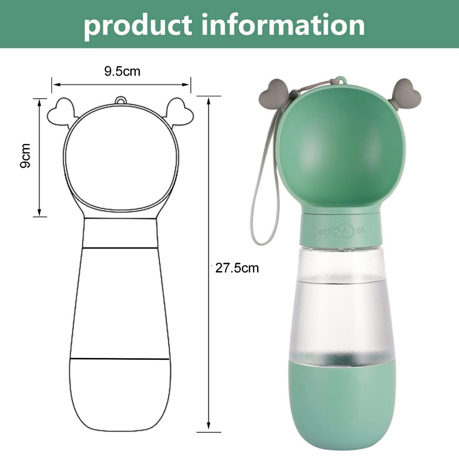 Portable Dog Water Bottle with Food Container Leak Proof Dog Water Dispenser(Green)-Dog Water Bottles-PEROZ Accessories