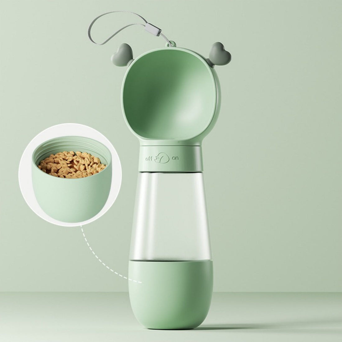 Portable Dog Water Bottle with Food Container Leak Proof Dog Water Dispenser(Green)-Dog Water Bottles-PEROZ Accessories