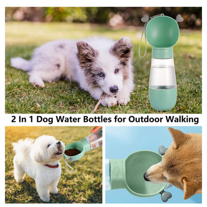 Portable Dog Water Bottle with Food Container Leak Proof Dog Water Dispenser(Green)-Dog Water Bottles-PEROZ Accessories