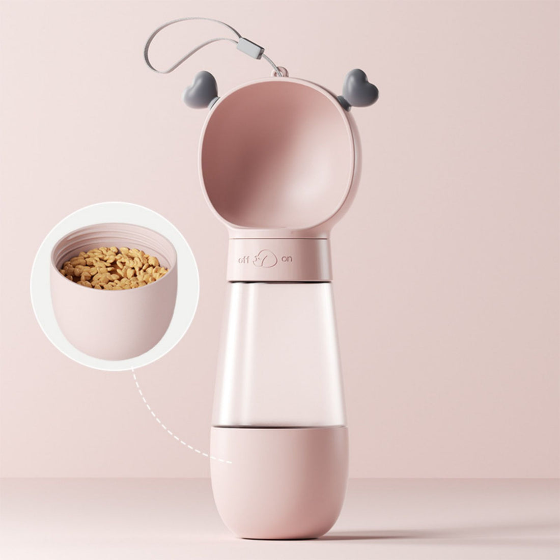 Portable Dog Water Bottle with Food Container Leak Proof Dog Water Dispenser(Pink)-Dog Water Bottles-PEROZ Accessories