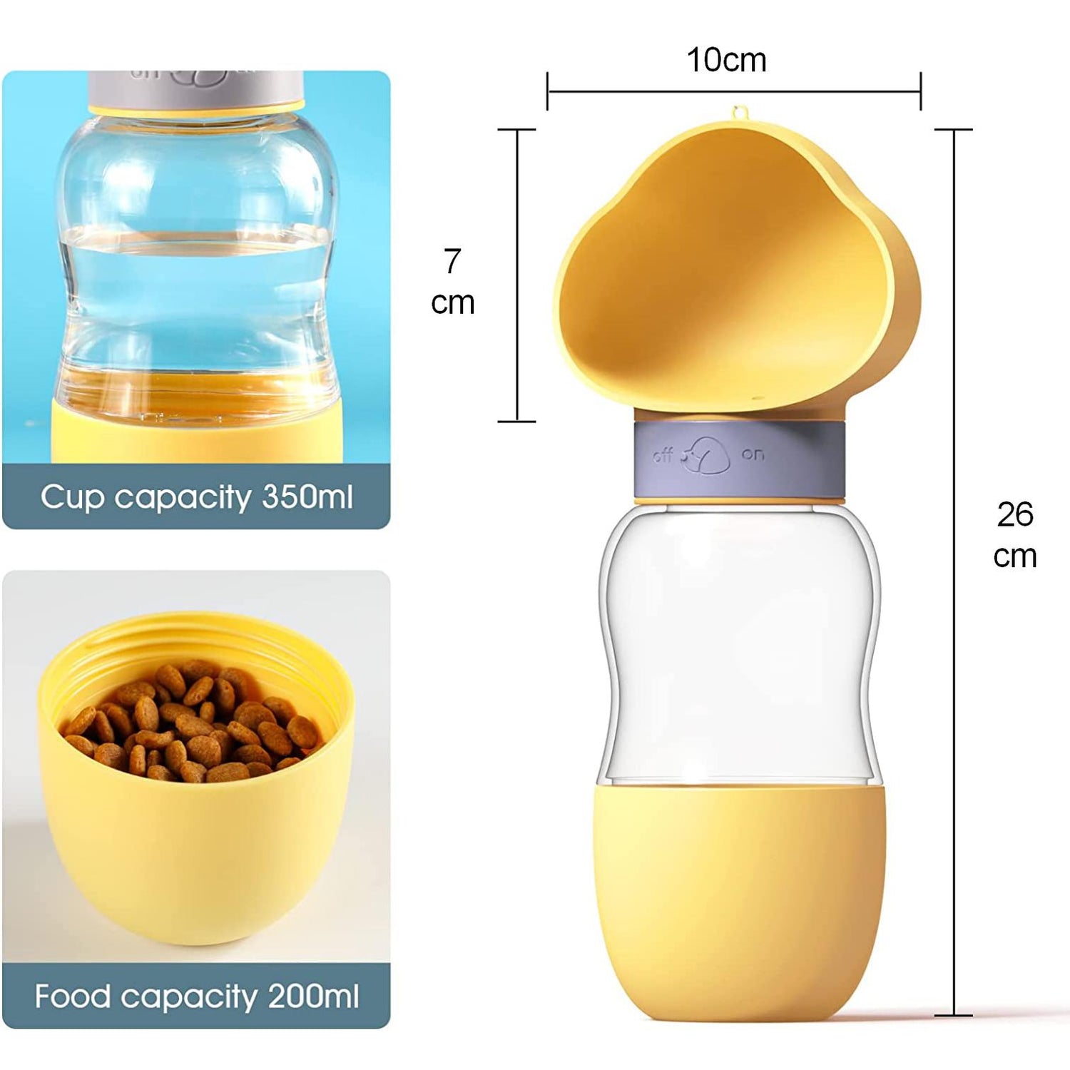 Portable Dog Water Bottle with Food Container Leak Proof Dog Water Dispenser(White)-Dog Water Bottles-PEROZ Accessories