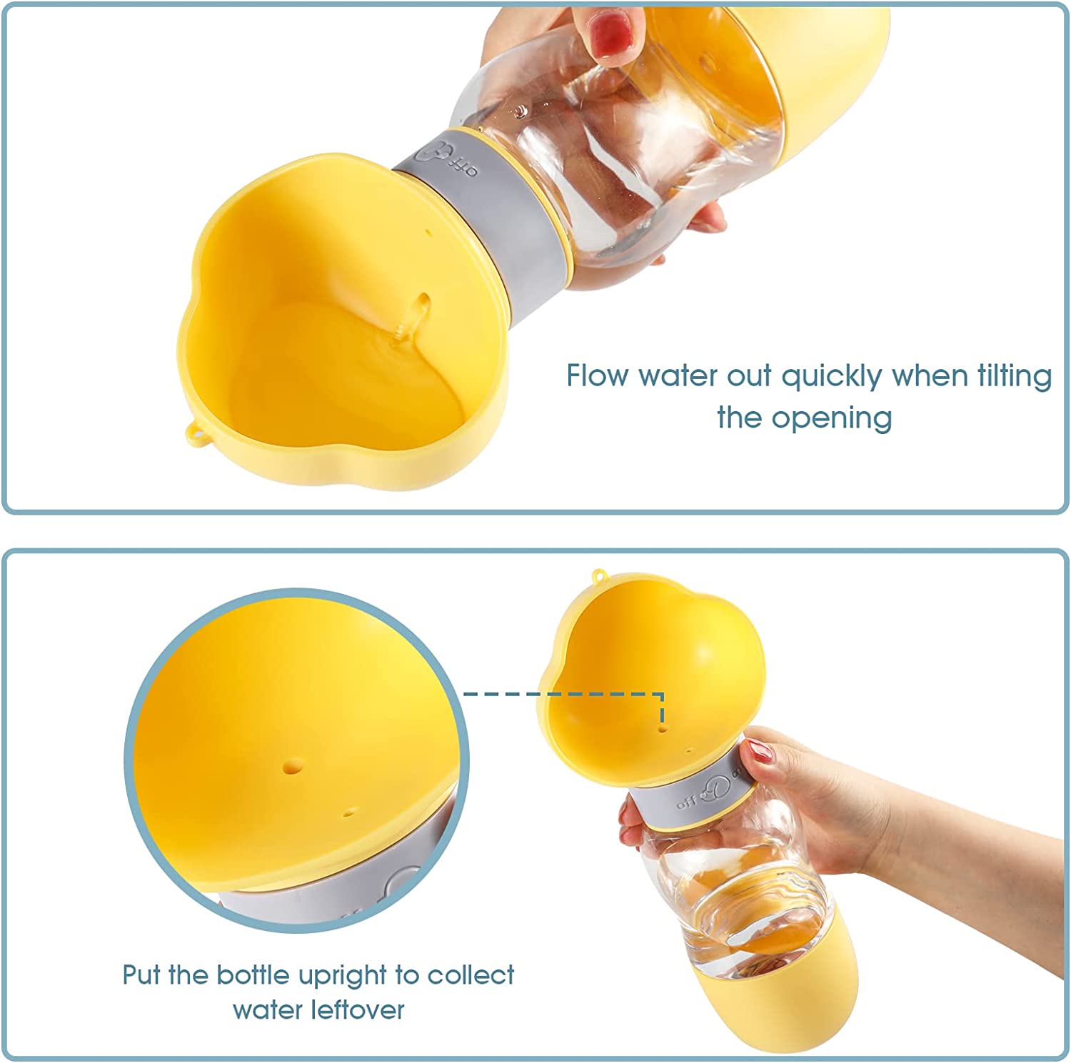 Portable Dog Water Bottle with Food Container Leak Proof Dog Water Dispenser(Yellow)-Dog Water Bottles-PEROZ Accessories