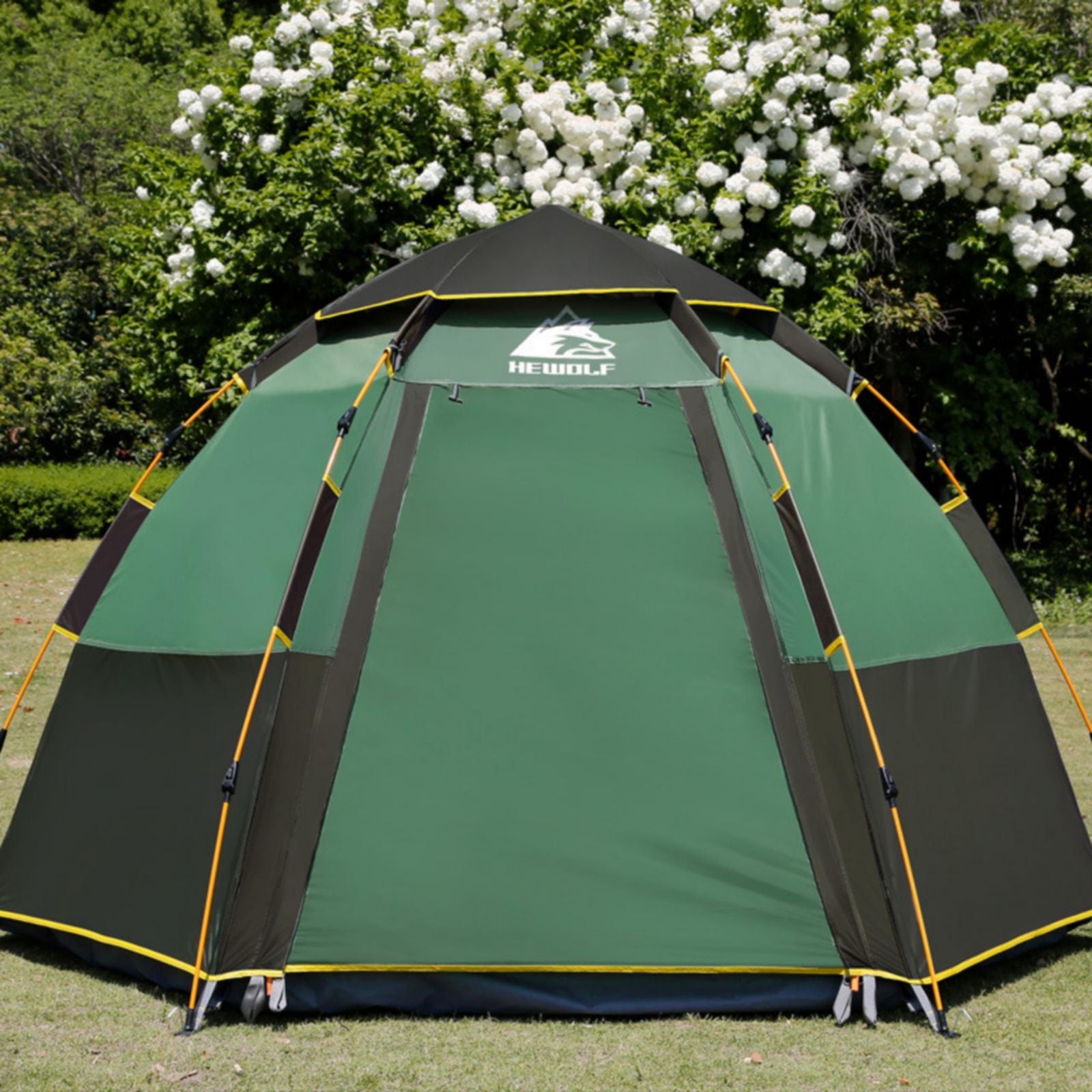 Waterproof Instant Camping Tent 4/5/6 Person Easy Quick Setup Dome Hexagonal Family Tents For Camping, Double Layer Flysheet Can Be Used As Beach Shelter-Outdoor &gt; Camping-PEROZ Accessories