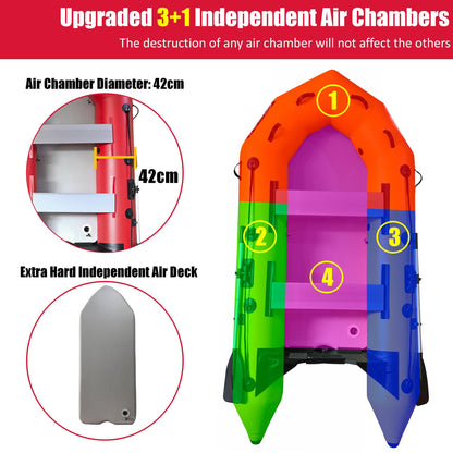 3m Inflatable Dinghy Boat Tender Pontoon Rescue- Red-Outdoor &gt; Boating-PEROZ Accessories
