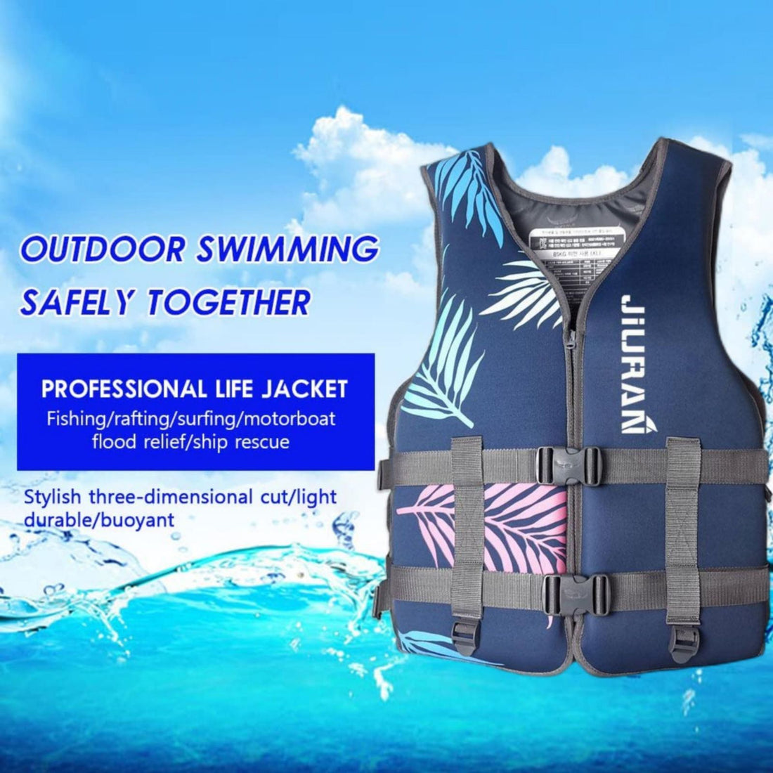 Life Jacket for Unisex Adjustable Safety Breathable Life Vest for Men Women(Blue-L)-Outdoor &gt; Boating-PEROZ Accessories