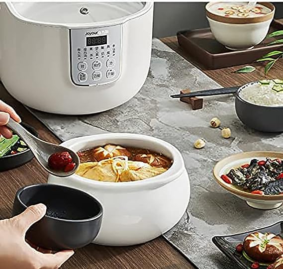 Joyoung White Porclain Slow Cooker 1.8L with 3 Ceramic Inner Containers-Slow Cookers-PEROZ Accessories