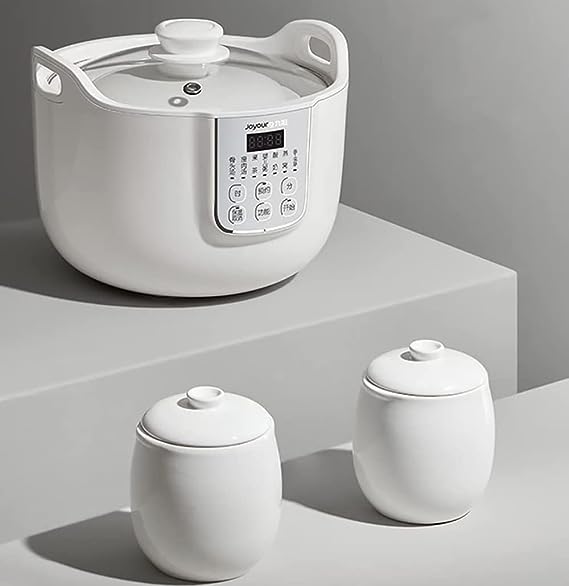 Joyoung White Porclain Slow Cooker 1.8L with 3 Ceramic Inner Containers-Slow Cookers-PEROZ Accessories