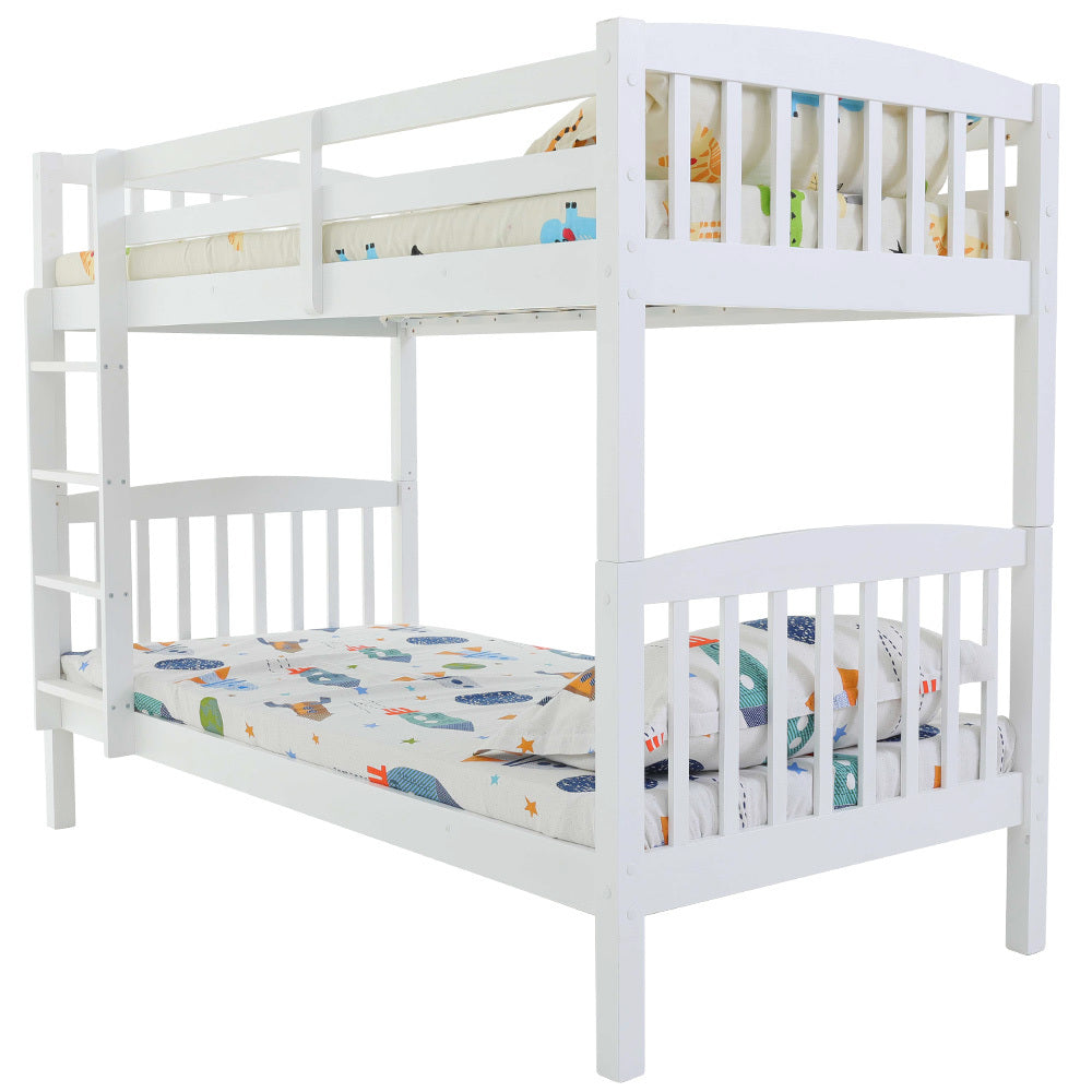 Kingston Slumber Wooden Kids Bunk Bed Frame, with Modular Design that can convert to 2 Single, White-Furniture &gt; Bedroom-PEROZ Accessories