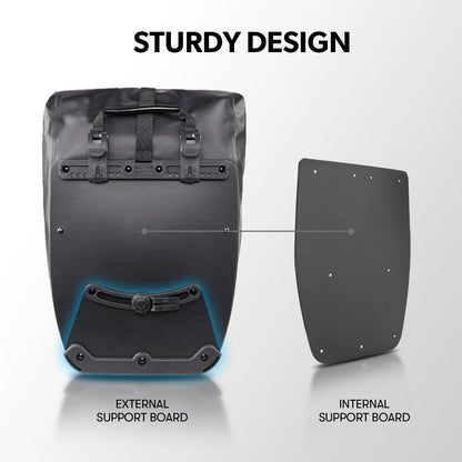 VALK 25L Pannier Bike Bag Saddlebag Rear Bicycle Waterproof Storage Black-Sports &amp; Fitness &gt; Bikes &amp; Accessories-PEROZ Accessories